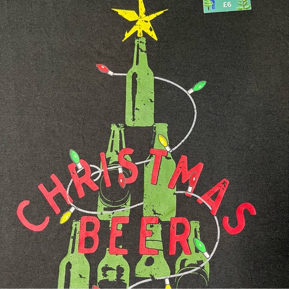 Christmas Beer Brings Festive Cheer Men’s Black T-Shirt, Size XL, New - Picture 10 of 10